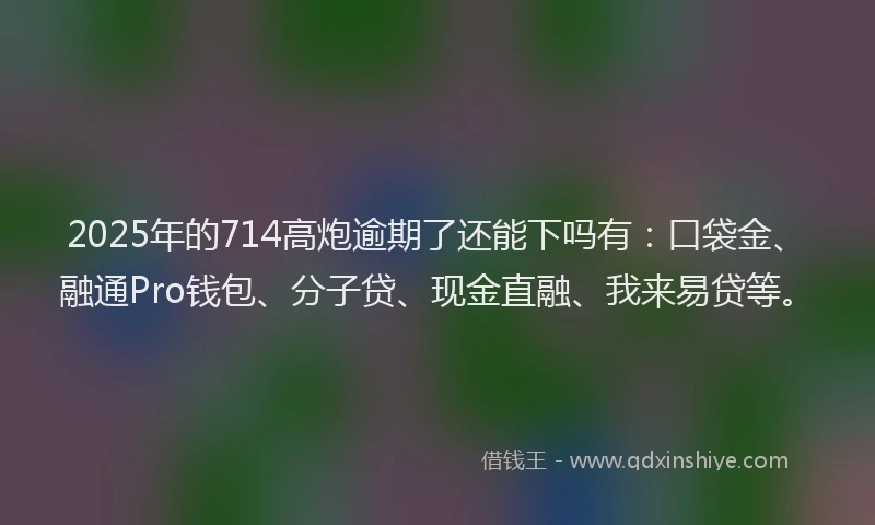 2025年的714高炮逾期了还能下吗有：口袋金、融通Pro钱包、分子贷、现金直融、我来易贷等。