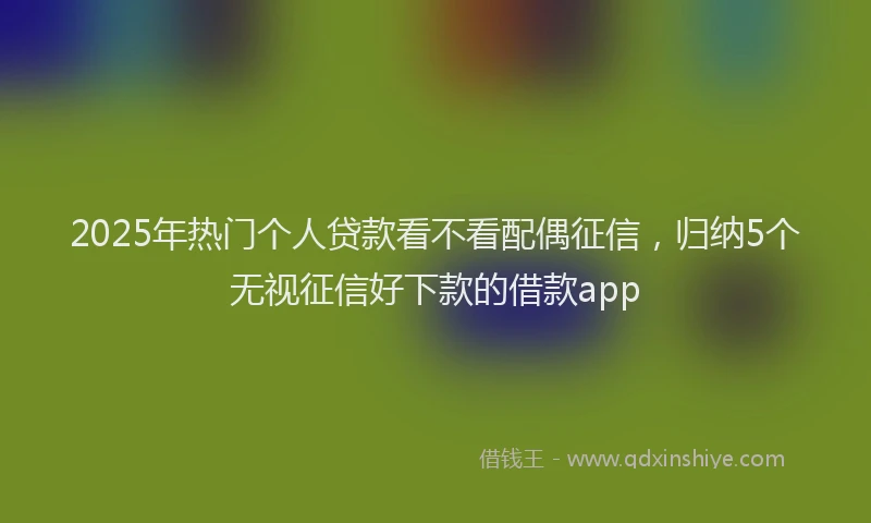 2025年热门个人贷款看不看配偶征信，归纳5个无视征信好下款的借款app