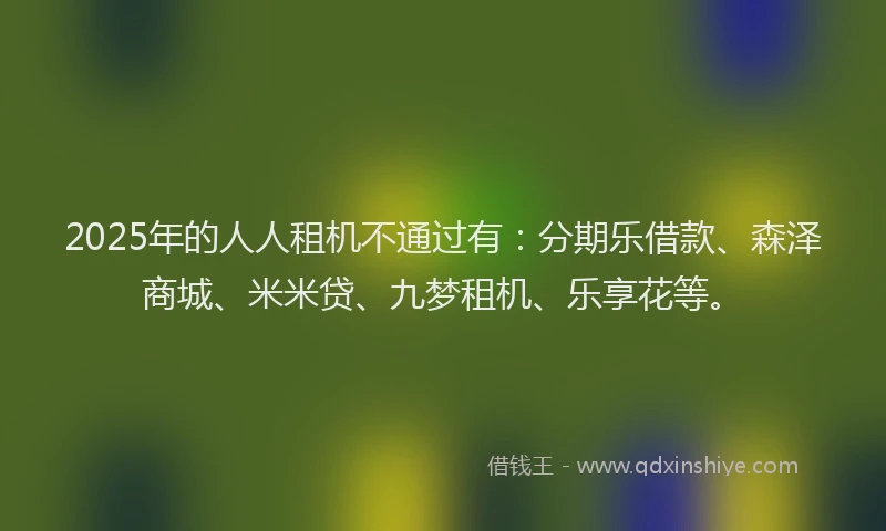 2025年的人人租机不通过有：分期乐借款、森泽商城、米米贷、九梦租机、乐享花等。