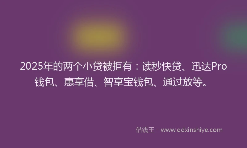 2025年的两个小贷被拒有：读秒快贷、迅达Pro钱包、惠享借、智享宝钱包、通过放等。