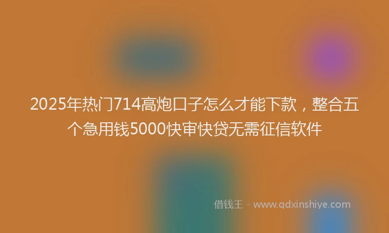 2025年热门714高炮口子怎么才能下款，整合五个急用钱5000快审快贷无需征信软件