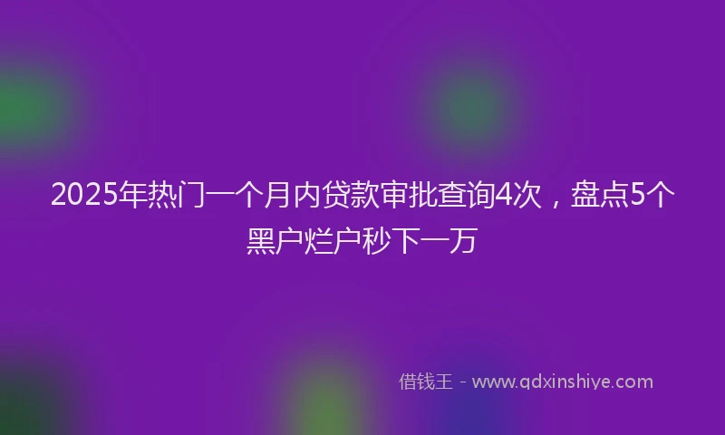 2025年热门一个月内贷款审批查询4次，盘点5个黑户烂户秒下一万