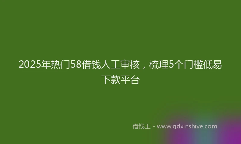 2025年热门58借钱人工审核，梳理5个门槛低易下款平台