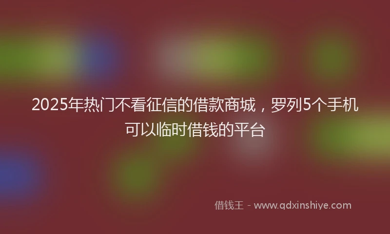 2025年热门不看征信的借款商城，罗列5个手机可以临时借钱的平台