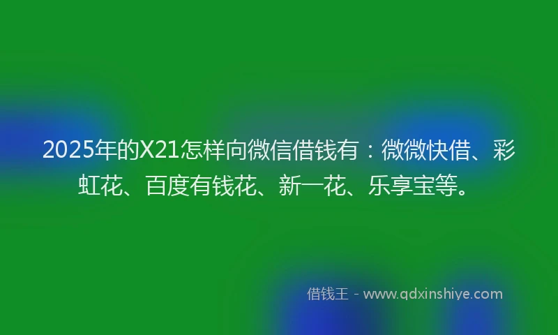 2025年的X21怎样向微信借钱有：微微快借、彩虹花、百度有钱花、新一花、乐享宝等。