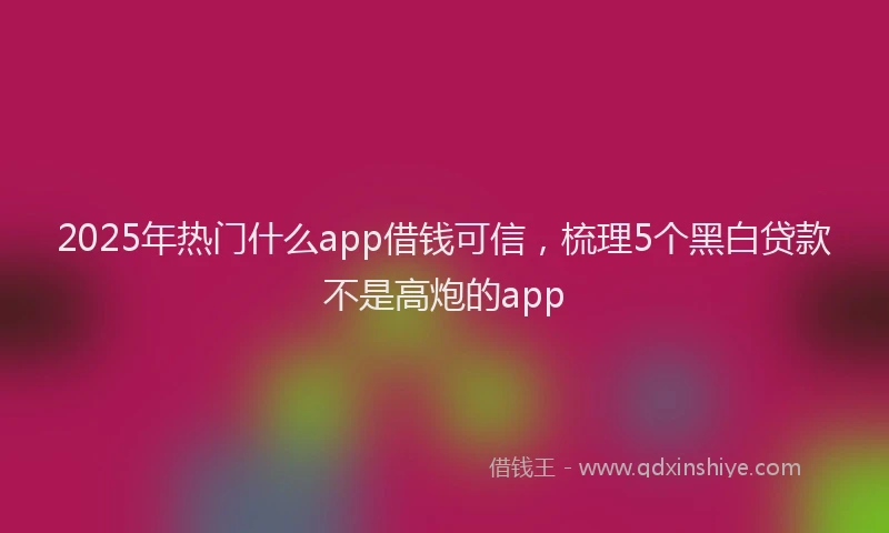 2025年热门什么app借钱可信，梳理5个黑白贷款不是高炮的app