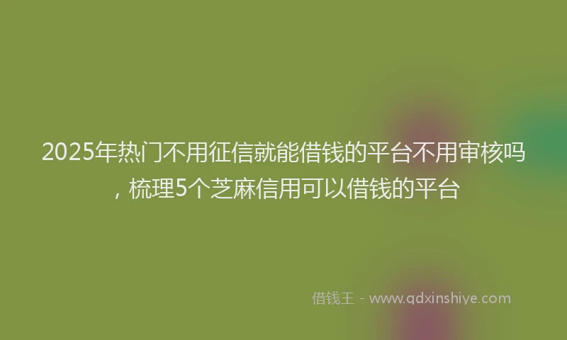 2025年热门不用征信就能借钱的平台不用审核吗，梳理5个芝麻信用可以借钱的平台