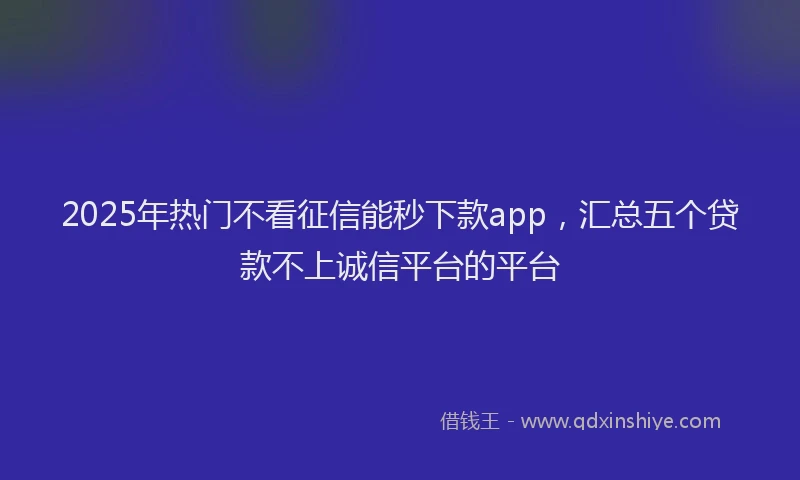2025年热门不看征信能秒下款app，汇总五个贷款不上诚信平台的平台