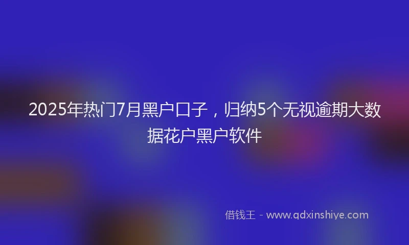 2025年热门7月黑户口子，归纳5个无视逾期大数据花户黑户软件