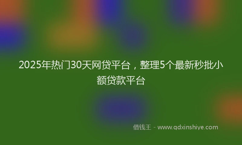 2025年热门30天网贷平台，整理5个最新秒批小额贷款平台