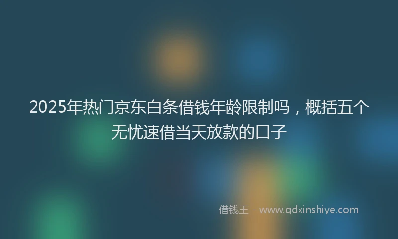 2025年热门京东白条借钱年龄限制吗，概括五个无忧速借当天放款的口子
