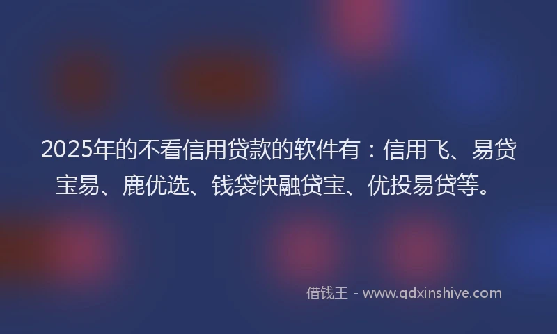 2025年的不看信用贷款的软件有：信用飞、易贷宝易、鹿优选、钱袋快融贷宝、优投易贷等。