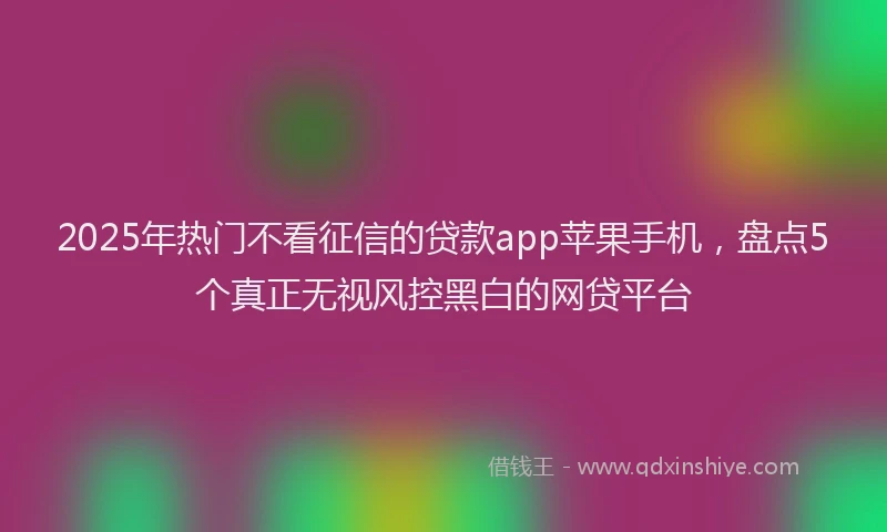 2025年热门不看征信的贷款app苹果手机，盘点5个真正无视风控黑白的网贷平台