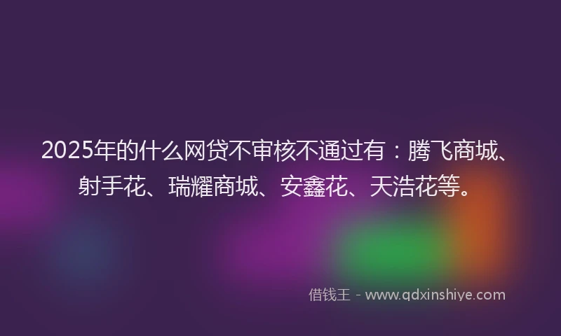 2025年的什么网贷不审核不通过有：腾飞商城、射手花、瑞耀商城、安鑫花、天浩花等。
