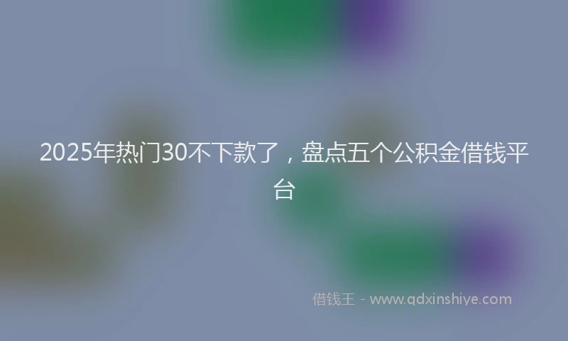 2025年热门30不下款了，盘点五个公积金借钱平台