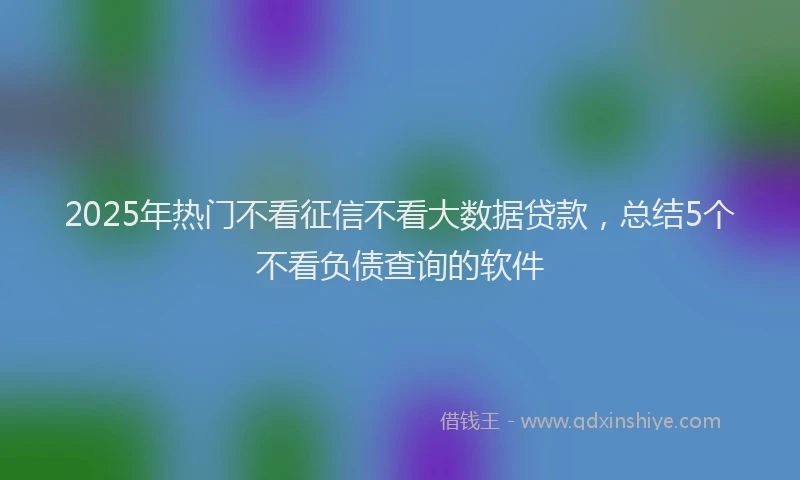 2025年热门不看征信不看大数据贷款，总结5个不看负债查询的软件