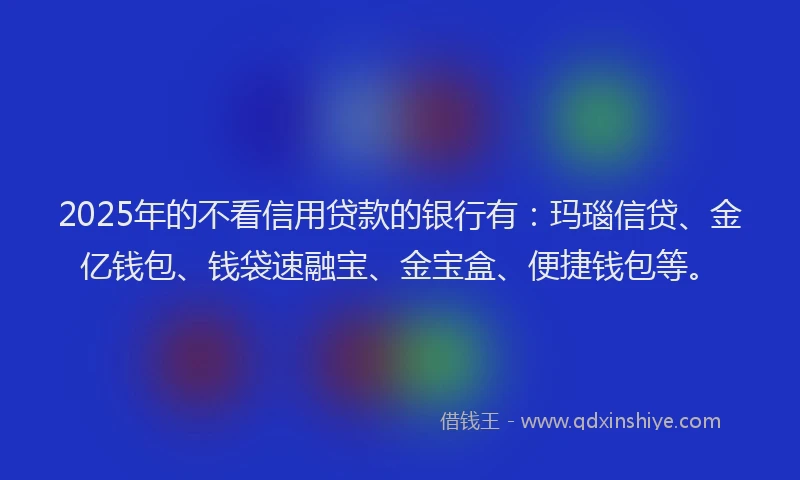 2025年的不看信用贷款的银行有：玛瑙信贷、金亿钱包、钱袋速融宝、金宝盒、便捷钱包等。