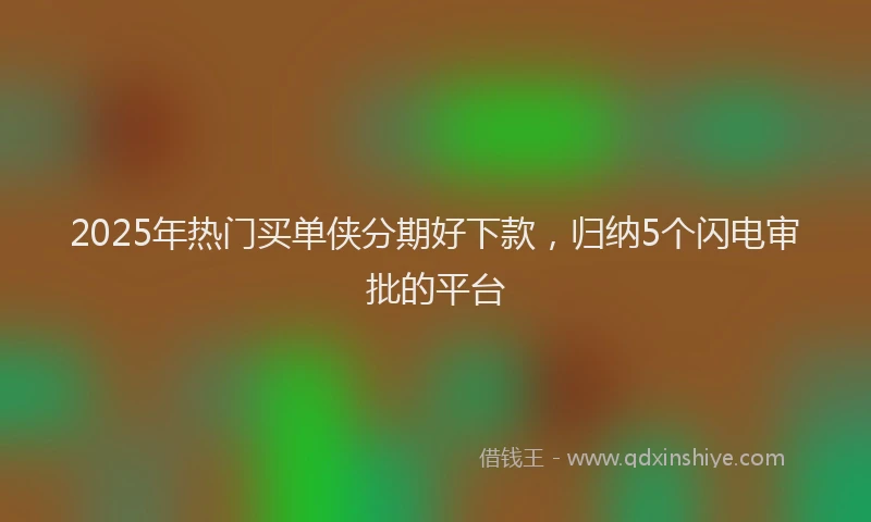 2025年热门买单侠分期好下款，归纳5个闪电审批的平台