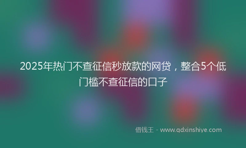 2025年热门不查征信秒放款的网贷，整合5个低门槛不查征信的口子