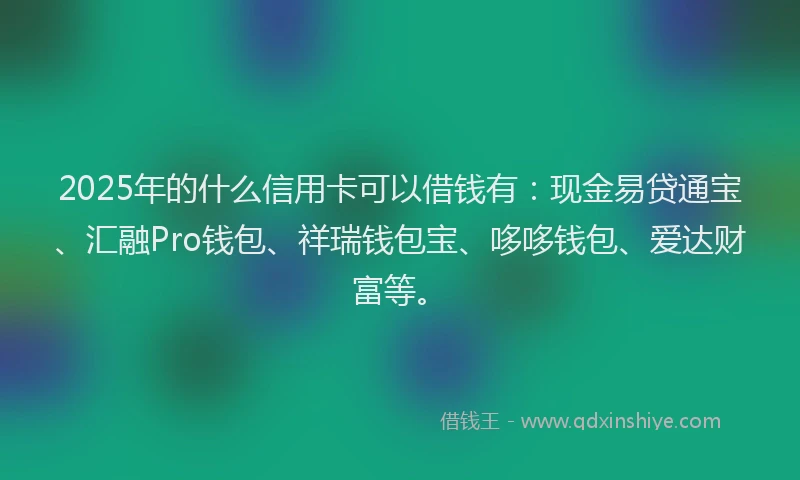 2025年的什么信用卡可以借钱有：现金易贷通宝、汇融Pro钱包、祥瑞钱包宝、哆哆钱包、爱达财富等。