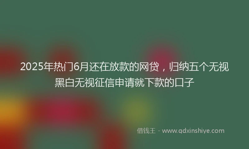 2025年热门6月还在放款的网贷，归纳五个无视黑白无视征信申请就下款的口子