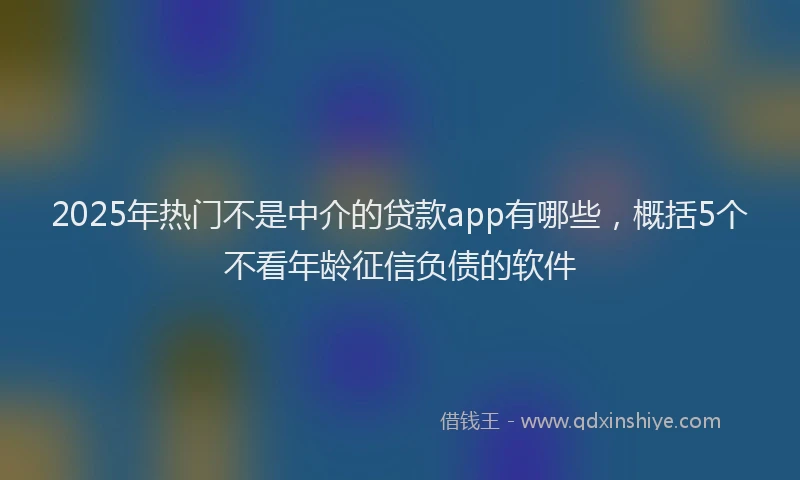 2025年热门不是中介的贷款app有哪些，概括5个不看年龄征信负债的软件