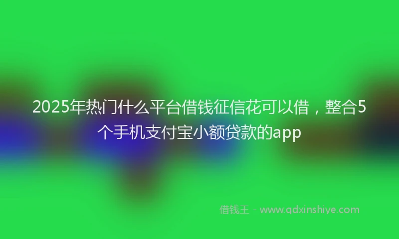 2025年热门什么平台借钱征信花可以借，整合5个手机支付宝小额贷款的app