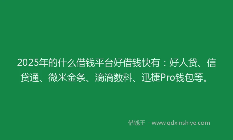 2025年的什么借钱平台好借钱快有：好人贷、信贷通、微米金条、滴滴数科、迅捷Pro钱包等。