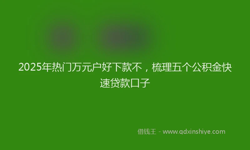 2025年热门万元户好下款不，梳理五个公积金快速贷款口子