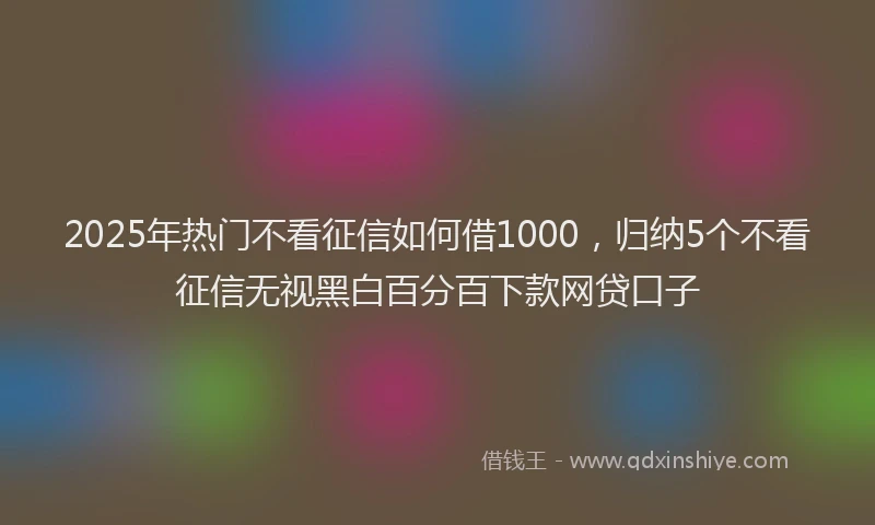 2025年热门不看征信如何借1000，归纳5个不看征信无视黑白百分百下款网贷口子