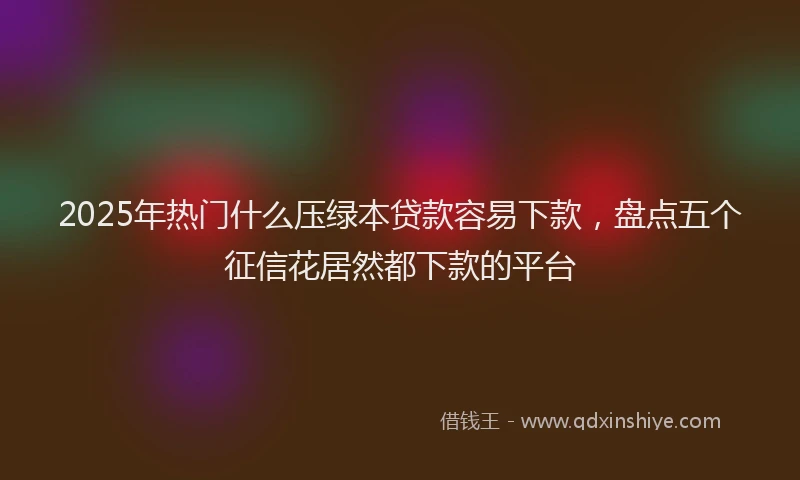 2025年热门什么压绿本贷款容易下款，盘点五个征信花居然都下款的平台