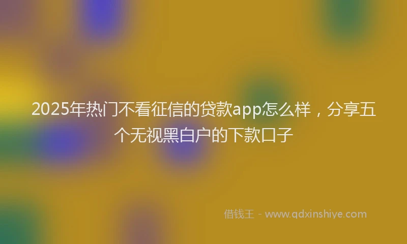 2025年热门不看征信的贷款app怎么样，分享五个无视黑白户的下款口子