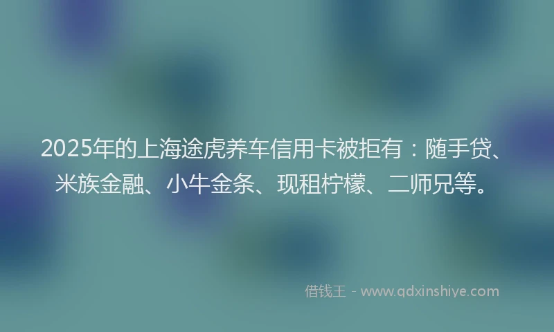 2025年的上海途虎养车信用卡被拒有：随手贷、米族金融、小牛金条、现租柠檬、二师兄等。