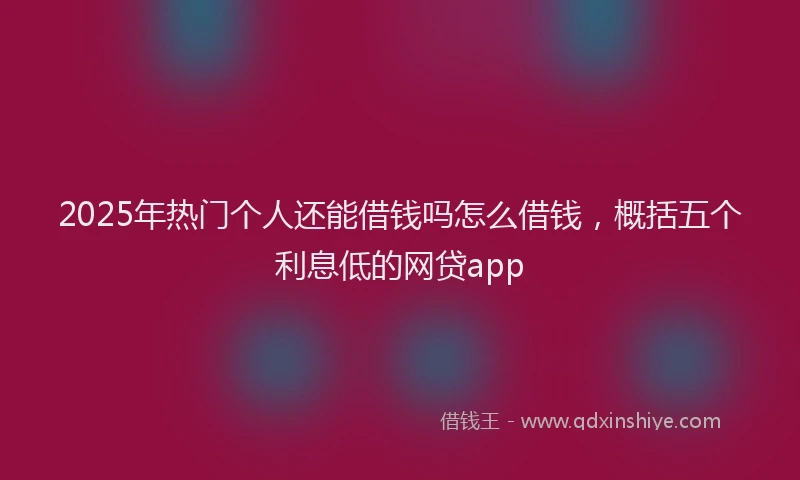 2025年热门个人还能借钱吗怎么借钱，概括五个利息低的网贷app