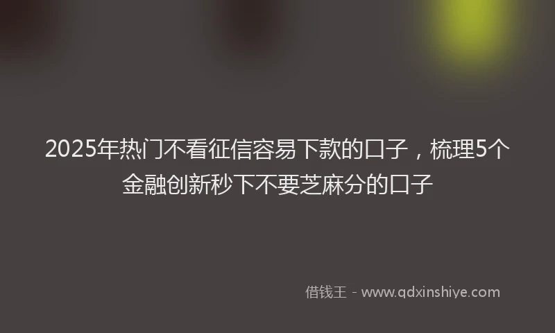 2025年热门不看征信容易下款的口子，梳理5个金融创新秒下不要芝麻分的口子