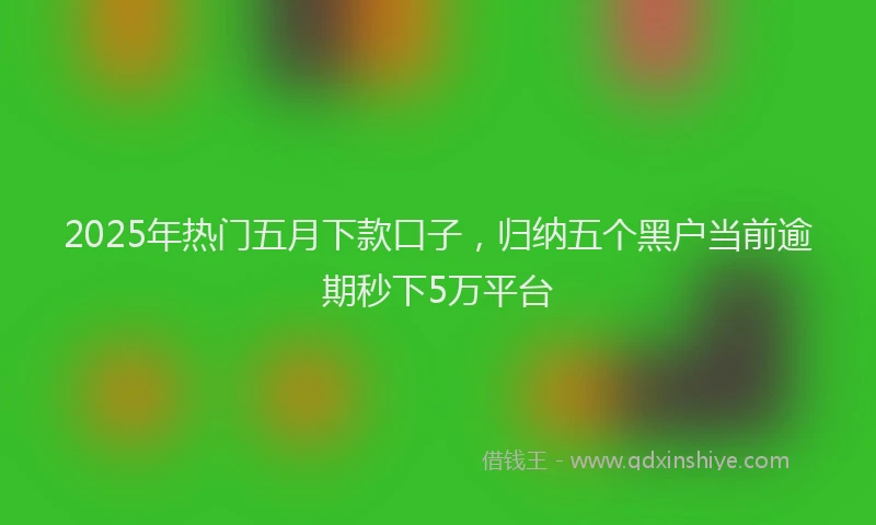 2025年热门五月下款口子，归纳五个黑户当前逾期秒下5万平台