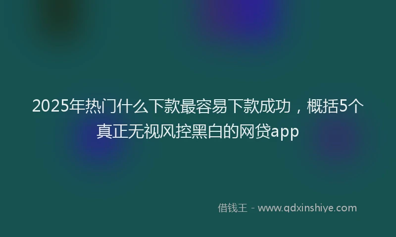 2025年热门什么下款最容易下款成功，概括5个真正无视风控黑白的网贷app