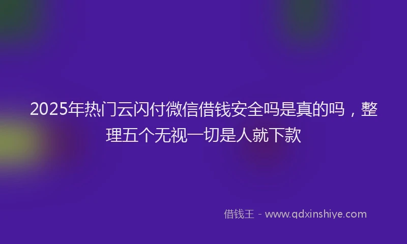 2025年热门云闪付微信借钱安全吗是真的吗，整理五个无视一切是人就下款