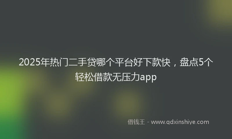 2025年热门二手贷哪个平台好下款快，盘点5个轻松借款无压力app