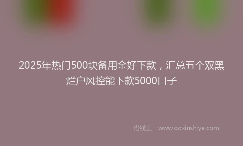 2025年热门500块备用金好下款，汇总五个双黑烂户风控能下款5000口子
