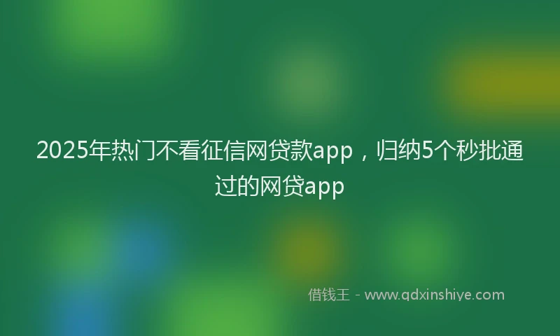 2025年热门不看征信网贷款app，归纳5个秒批通过的网贷app
