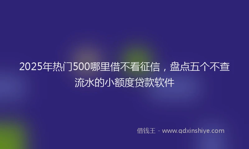 2025年热门500哪里借不看征信，盘点五个不查流水的小额度贷款软件