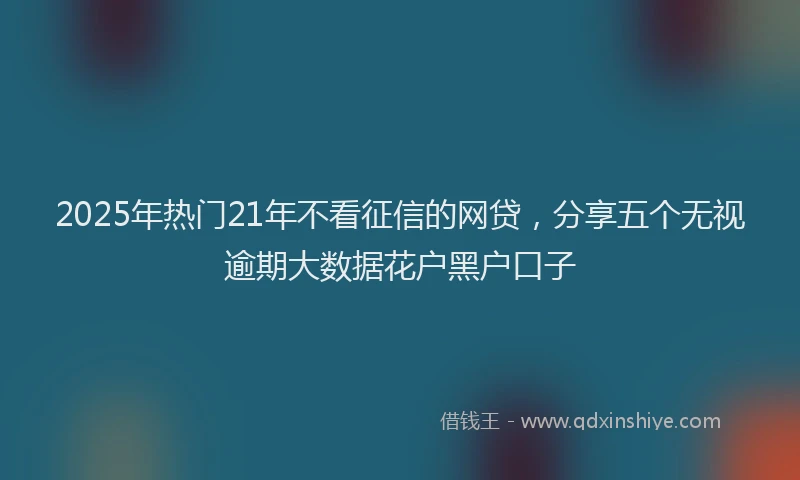 2025年热门21年不看征信的网贷，分享五个无视逾期大数据花户黑户口子