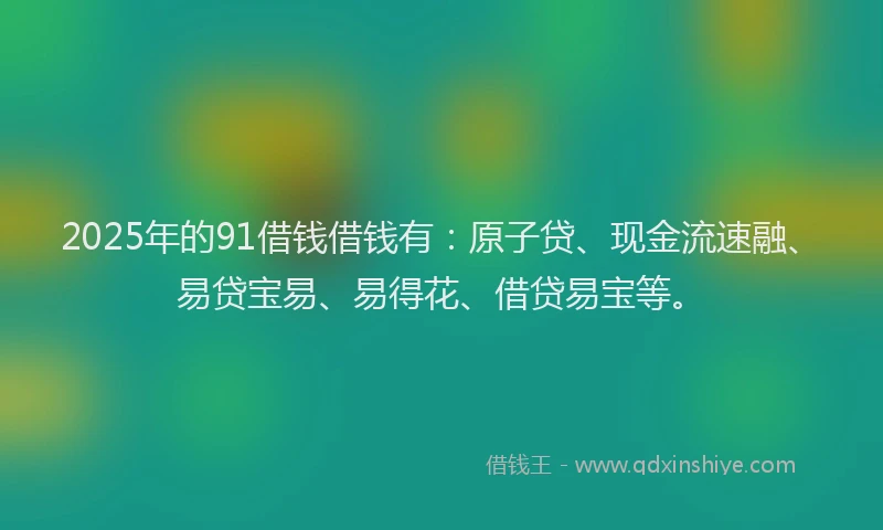 2025年的91借钱借钱有：原子贷、现金流速融、易贷宝易、易得花、借贷易宝等。