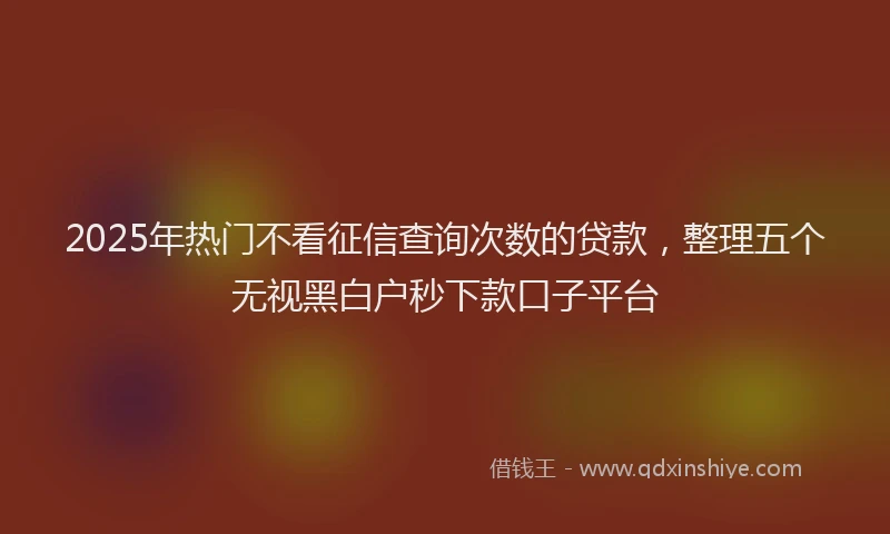 2025年热门不看征信查询次数的贷款，整理五个无视黑白户秒下款口子平台