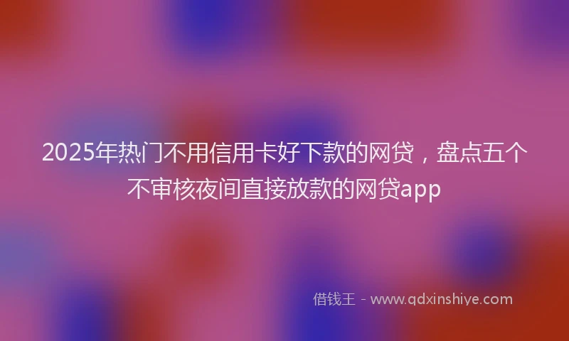 2025年热门不用信用卡好下款的网贷，盘点五个不审核夜间直接放款的网贷app