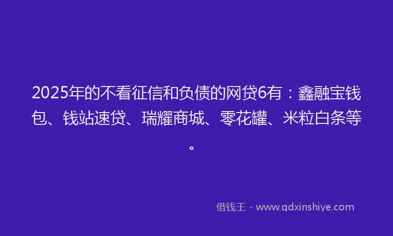 2025年的不看征信和负债的网贷6有：鑫融宝钱包、钱站速贷、瑞耀商城、零花罐、米粒白条等。