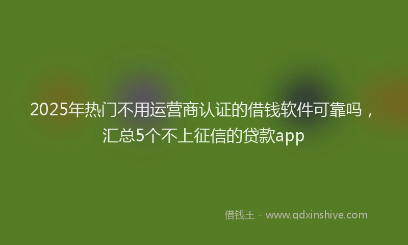 2025年热门不用运营商认证的借钱软件可靠吗，汇总5个不上征信的贷款app
