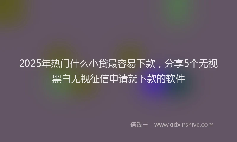 2025年热门什么小贷最容易下款，分享5个无视黑白无视征信申请就下款的软件