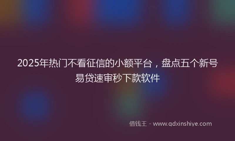 2025年热门不看征信的小额平台，盘点五个新号易贷速审秒下款软件